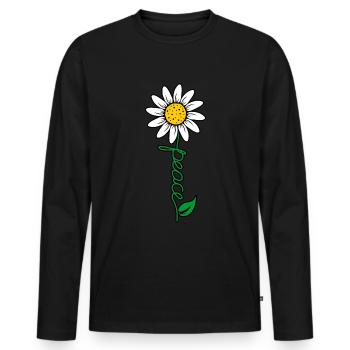 World Peace Freedom Flowers Gift - Men's Premium Organic Long Sleeve Shirt - black - Front - Nico (187cm)