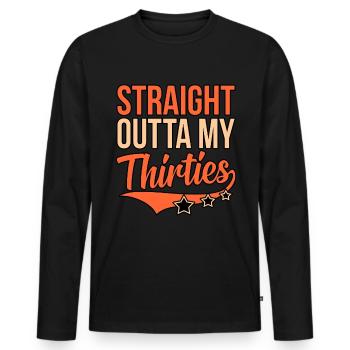 Birthday Thirties Gift - Men's Premium Organic Long Sleeve Shirt - black - Front - Nico (187cm)