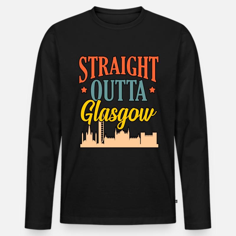 Glasgow Schottland Geschenk - Männer Premium Bio Langarmshirt - Schwarz