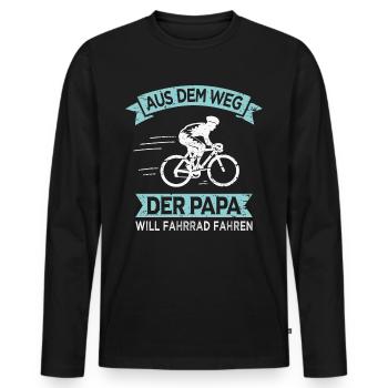 Papa will Fahrrad fahren Vater Radfahrer - Männer Premium Bio Langarmshirt - Schwarz - Vorne - Nico (187cm)
