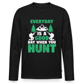 Chasse Chasse Chasseur Fusil Tir Chasse Chasse - T-shirt manches longues Premium bio Homme - noir - Devant - Nico (187cm)