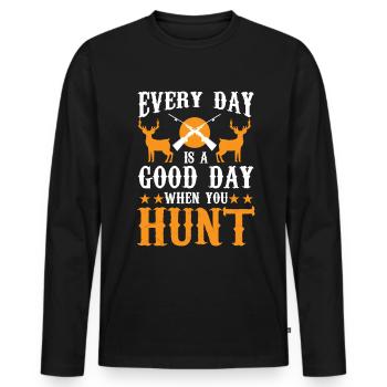 Chasse Chasse Chasseur Fusil Tir Chasse Chasse - T-shirt manches longues Premium bio Homme - noir - Devant - Nico (187cm)
