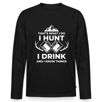 Chasse Chasse Chasseur Fusil Tir Chasse Chasse - T-shirt manches longues Premium bio Homme - noir - Devant - Nico (187cm)
