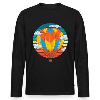 Ballonfahrt Ballon Fliegen Retro Heißluftballon - Männer Premium Bio Langarmshirt - Schwarz - Vorne - Nico (187cm)