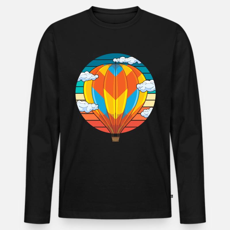 Retro Ballonfahrer Geschenkidee Heißluftballon - Männer Premium Bio Langarmshirt - Schwarz