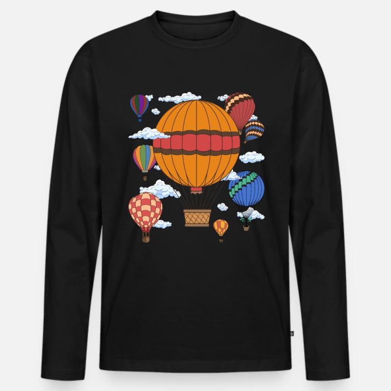 Heißluftballon - Männer Premium Bio Langarmshirt - Schwarz