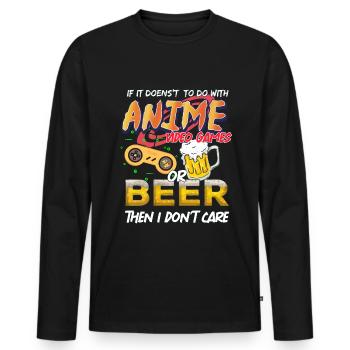 Anime bière jeux vidéo - T-shirt manches longues Premium bio Homme - noir - Devant - Nico (187cm)
