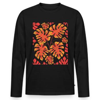 Monstera Deliciosa quitte Tropical Monstera - T-shirt manches longues Premium bio Homme - noir - Devant - Nico (187cm)