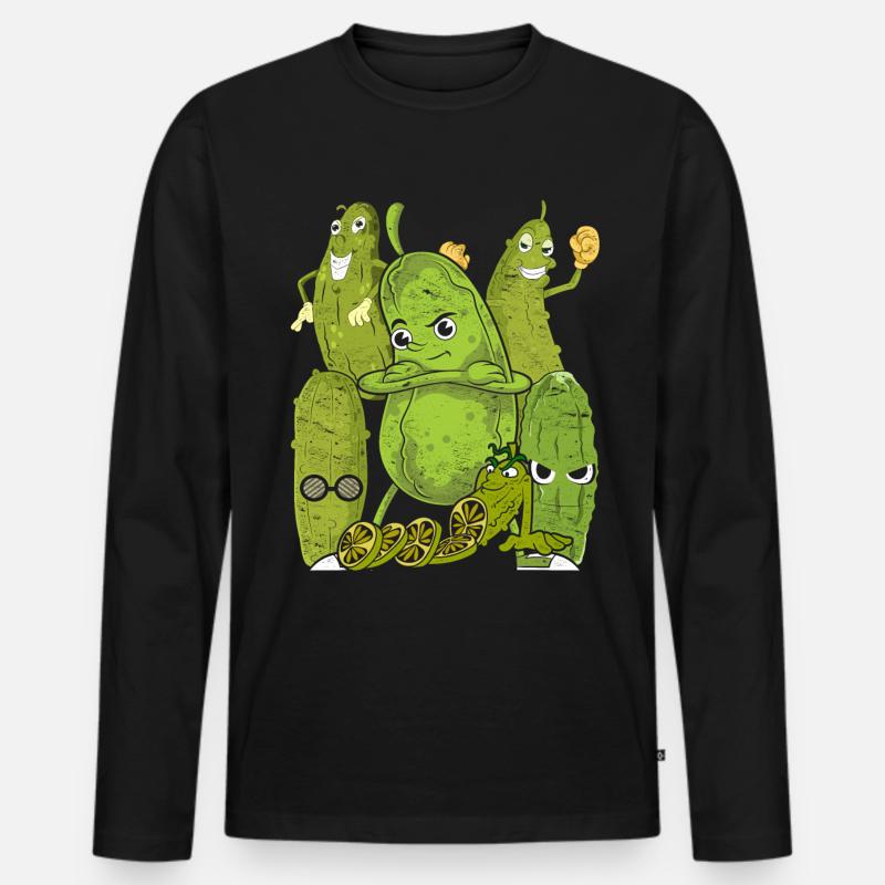 Gurke - Männer Premium Bio Langarmshirt - Schwarz