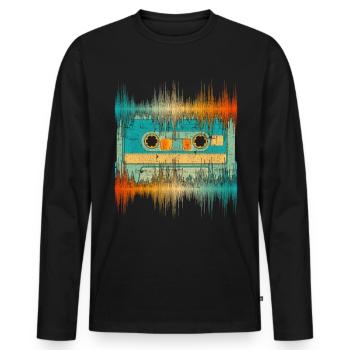 Retro Cassette Music Gift Musician Soundwave - Men's Premium Organic Long Sleeve Shirt - black - Front - Nico (187cm)