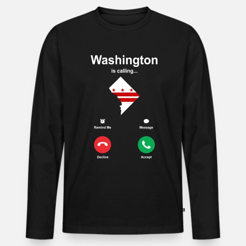Washington-skyline - Männer Premium Bio Langarmshirt - Schwarz