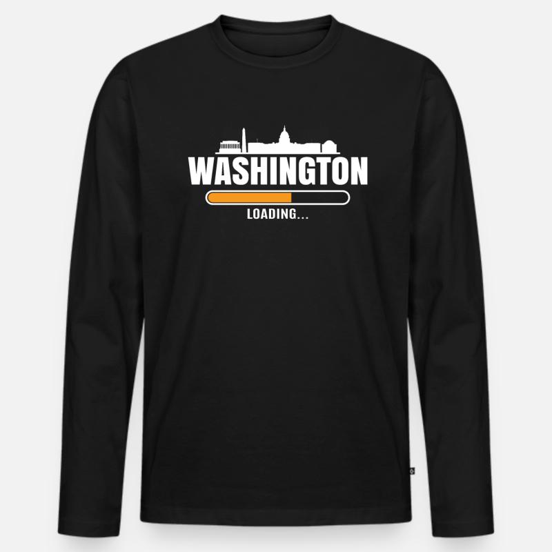 Washington-skyline - Männer Premium Bio Langarmshirt - Schwarz