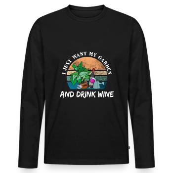 Garden drink wine gift - Men's Premium Organic Long Sleeve Shirt - black - Front - Nico (187cm)