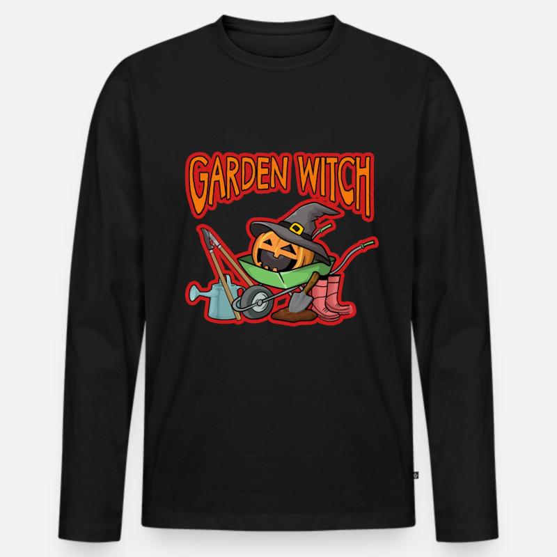 Garten Hexe Geschenk - Männer Premium Bio Langarmshirt - Schwarz