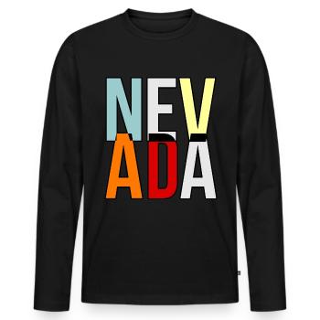 Nevada lebensgeschenk - Männer Premium Bio Langarmshirt - Schwarz - Vorne - Nico (187cm)