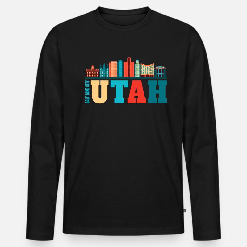 Utah - Männer Premium Bio Langarmshirt - Schwarz