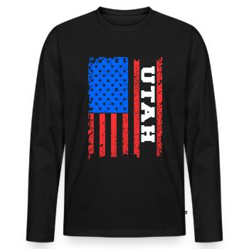 Utah - Männer Premium Bio Langarmshirt - Schwarz - Vorne - Nico (187cm)