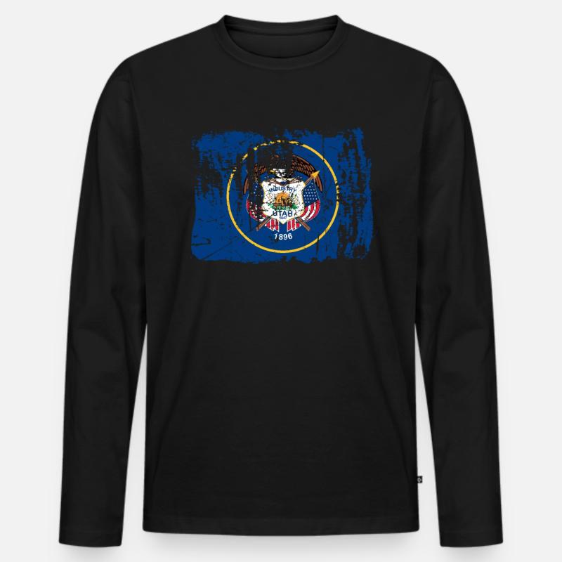 Utah - Männer Premium Bio Langarmshirt - Schwarz