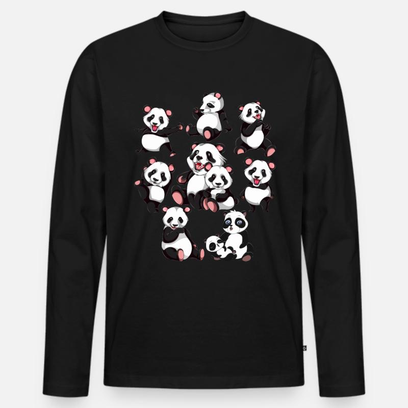 Pandabär - Männer Premium Bio Langarmshirt - Schwarz
