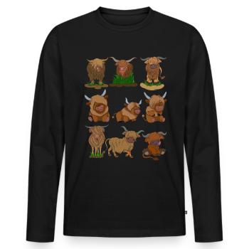 Schottisches Hochlandrind - Männer Premium Bio Langarmshirt - Schwarz - Vorne - Nico (187cm)
