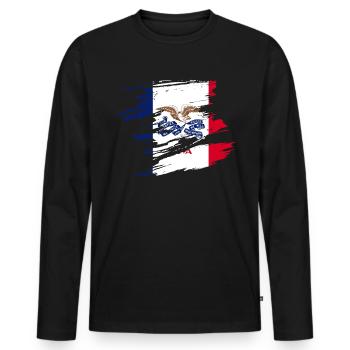 Cadeau de la ville natale de l’Iowa - T-shirt manches longues Premium bio Homme - noir - Devant - Nico (187cm)