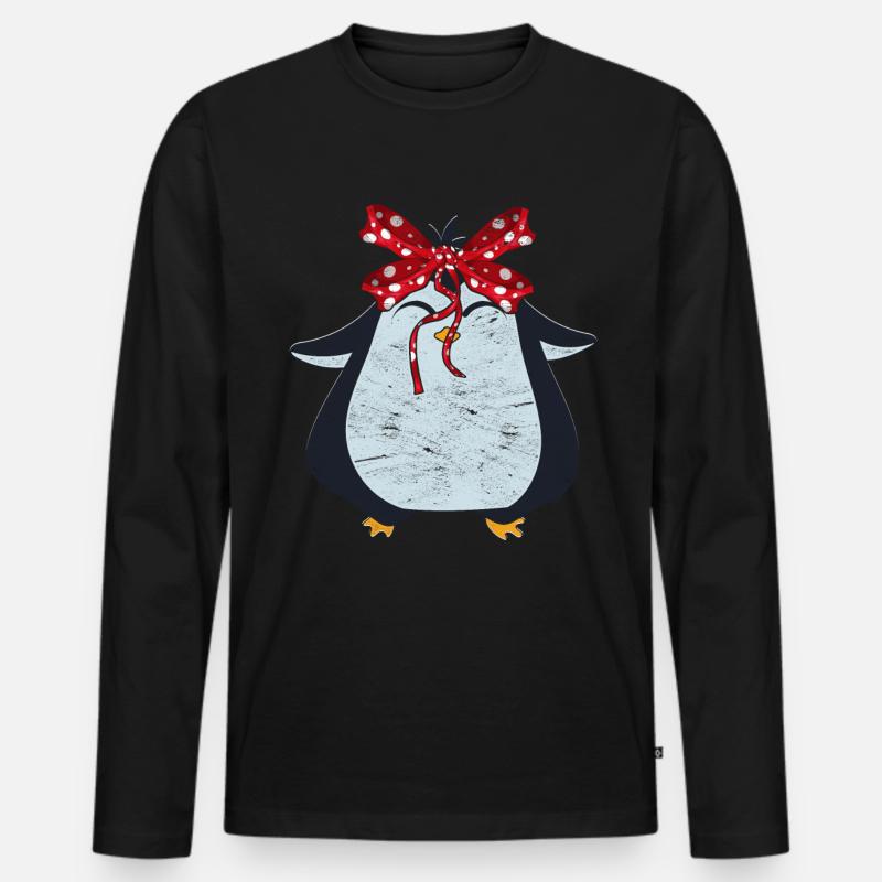 Pinguin - Männer Premium Bio Langarmshirt - Schwarz
