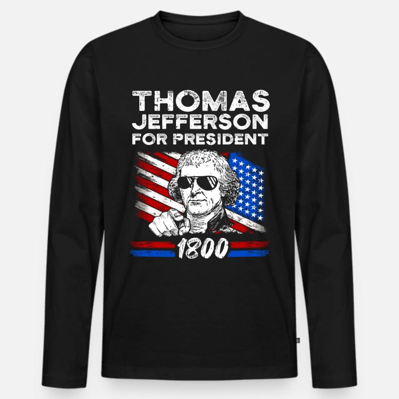 Thomas Jefferson - Männer Premium Bio Langarmshirt - Schwarz