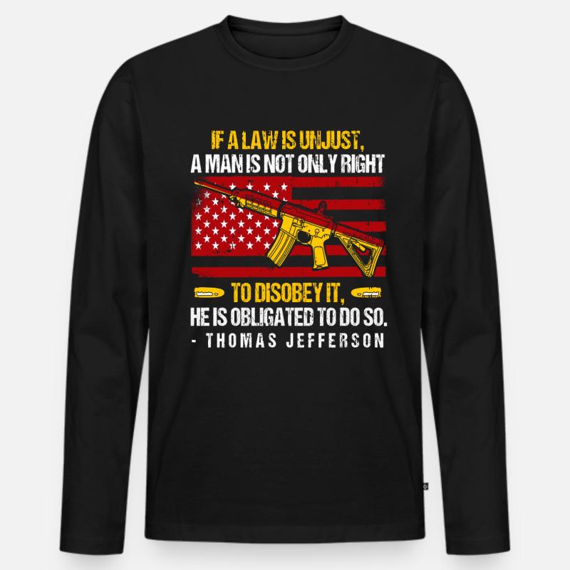 Thomas Jefferson - Männer Premium Bio Langarmshirt - Schwarz