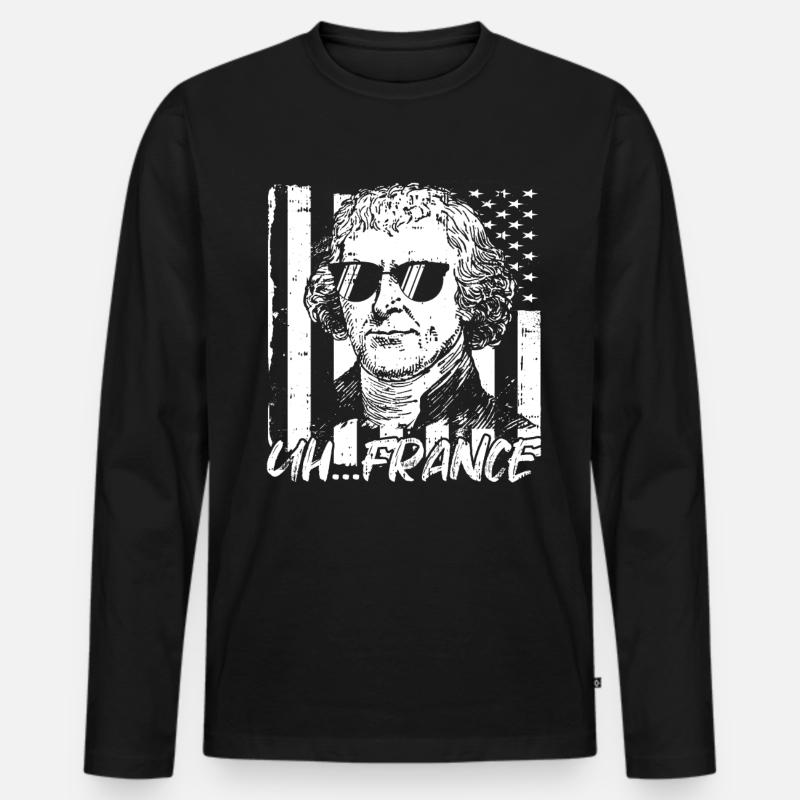 Thomas Jefferson - Männer Premium Bio Langarmshirt - Schwarz