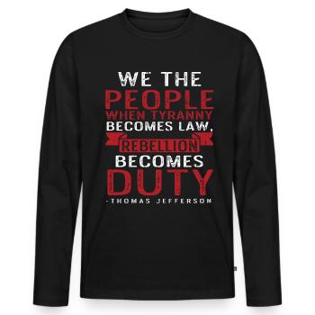Thomas Jefferson - Männer Premium Bio Langarmshirt - Schwarz - Vorne - Nico (187cm)