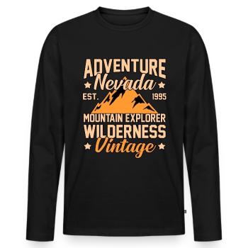Abenteuer Nevada Geschenk - Männer Premium Bio Langarmshirt - Schwarz - Vorne - Nico (187cm)