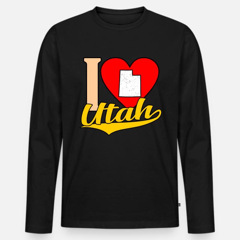 Ich Liebe Utah-geschenk - Männer Premium Bio Langarmshirt - Schwarz