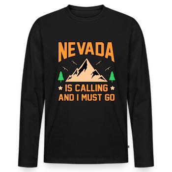 Reise nevada geschenk - Männer Premium Bio Langarmshirt - Schwarz - Vorne - Nico (187cm)