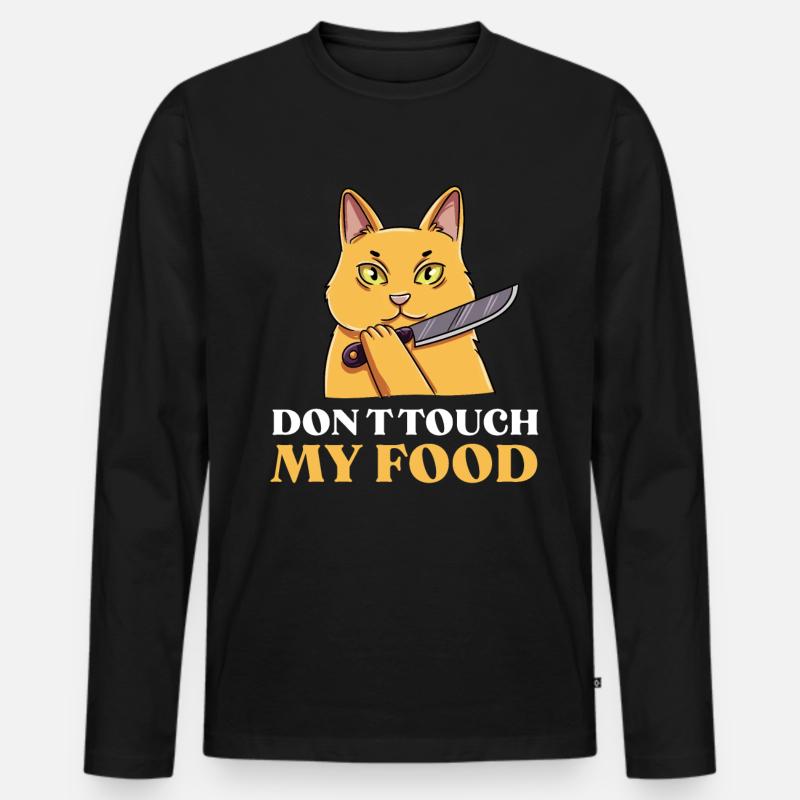 Katze Futter Essen Geschenk - Männer Premium Bio Langarmshirt - Schwarz