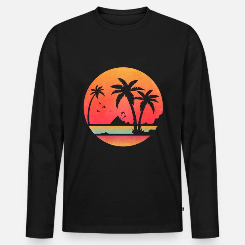 Ocean Wave Geschenkidee Strand - Männer Premium Bio Langarmshirt - Schwarz