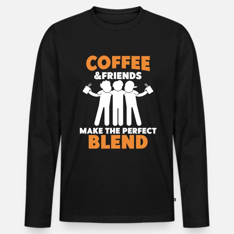 Kaffee Freunde Kaffeetrinker Kaffee trinken - Männer Premium Bio Langarmshirt - Schwarz