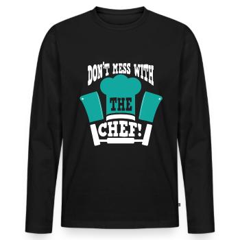 Cuisinier Chef étoilé Gastro Restaurant - T-shirt manches longues Premium bio Homme - noir - Devant - Nico (187cm)