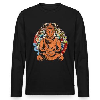 Hindouisme Mandala Méditation Cadeau Bouddha - T-shirt manches longues Premium bio Homme - noir - Devant - Nico (187cm)