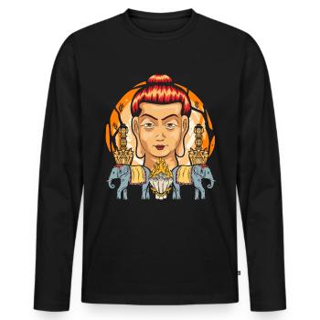 Hindouisme Spiritualité Cadeau Yoga Bouddha - T-shirt manches longues Premium bio Homme - noir - Devant - Nico (187cm)
