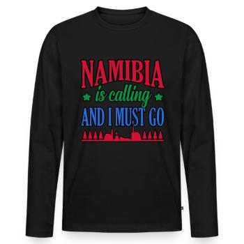 Namibia - Männer Premium Bio Langarmshirt - Schwarz - Vorne - Nico (187cm)