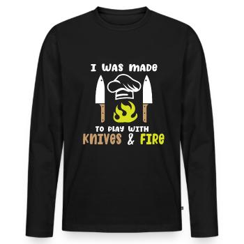 Cook -starred chef Gastro Restaurant - Men's Premium Organic Long Sleeve Shirt - black - Front - Nico (187cm)