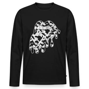 Vache de ferme Taches Bouche Vache Modèle Cadeau Vache - T-shirt manches longues Premium bio Homme - noir - Devant - Nico (187cm)