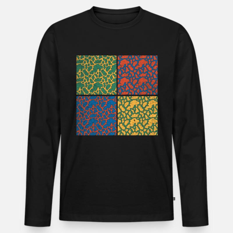 Kuhflecken Pop Art Kuh - Männer Premium Bio Langarmshirt - Schwarz