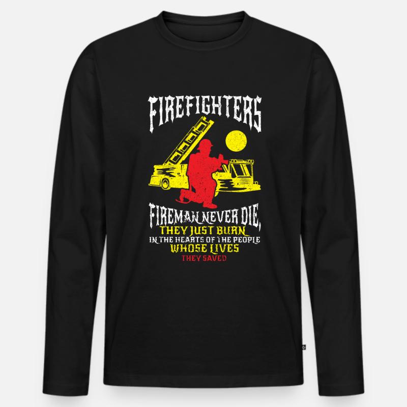 Fire brigade Feuwerwehrmann Extinguish fire - Men's Premium Organic Long Sleeve Shirt - black
