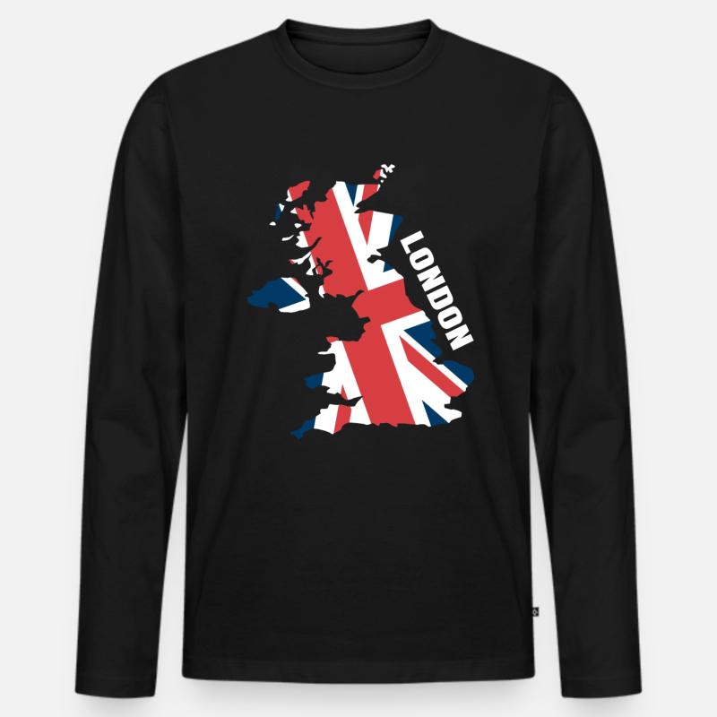 London - Männer Premium Bio Langarmshirt - Schwarz