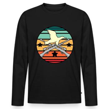 Geschenkidee für die Wasservogeljagd - Männer Premium Bio Langarmshirt - Schwarz - Vorne - Nico (187cm)