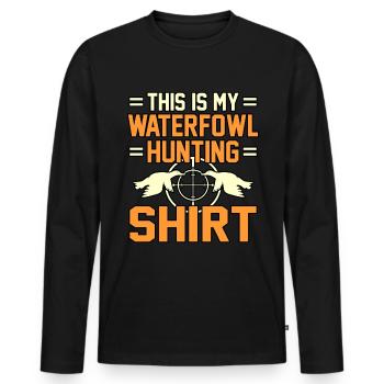 Geschenkidee für die Wasservogeljagd - Männer Premium Bio Langarmshirt - Schwarz - Vorne - Nico (187cm)