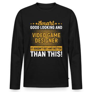 Video Game Designer - Männer Premium Bio Langarmshirt - Schwarz - Vorne - Nico (187cm)