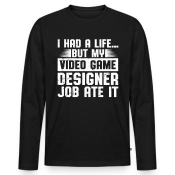 Video Game Designer - Männer Premium Bio Langarmshirt - Schwarz - Vorne - Nico (187cm)