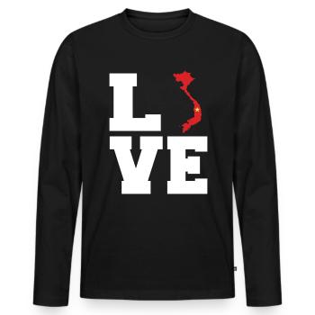 Vietnam - Männer Premium Bio Langarmshirt - Schwarz - Vorne - Nico (187cm)
